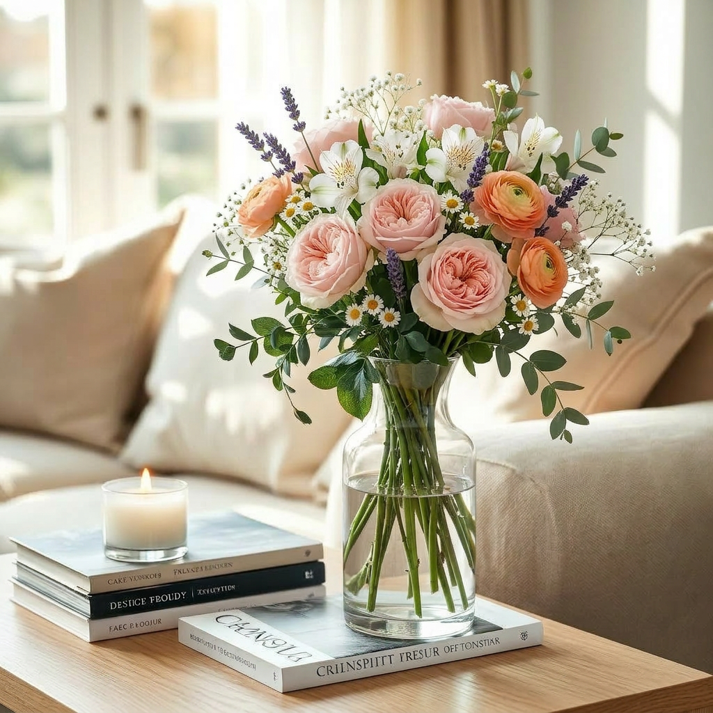 Composição floral em ambiente